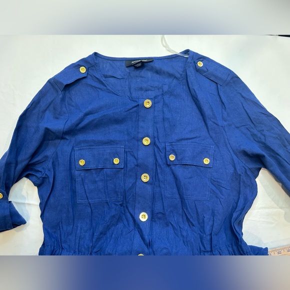 Ashley Stuart Size 20W Blue Sheath Linen Dress - Picture 4 of 7